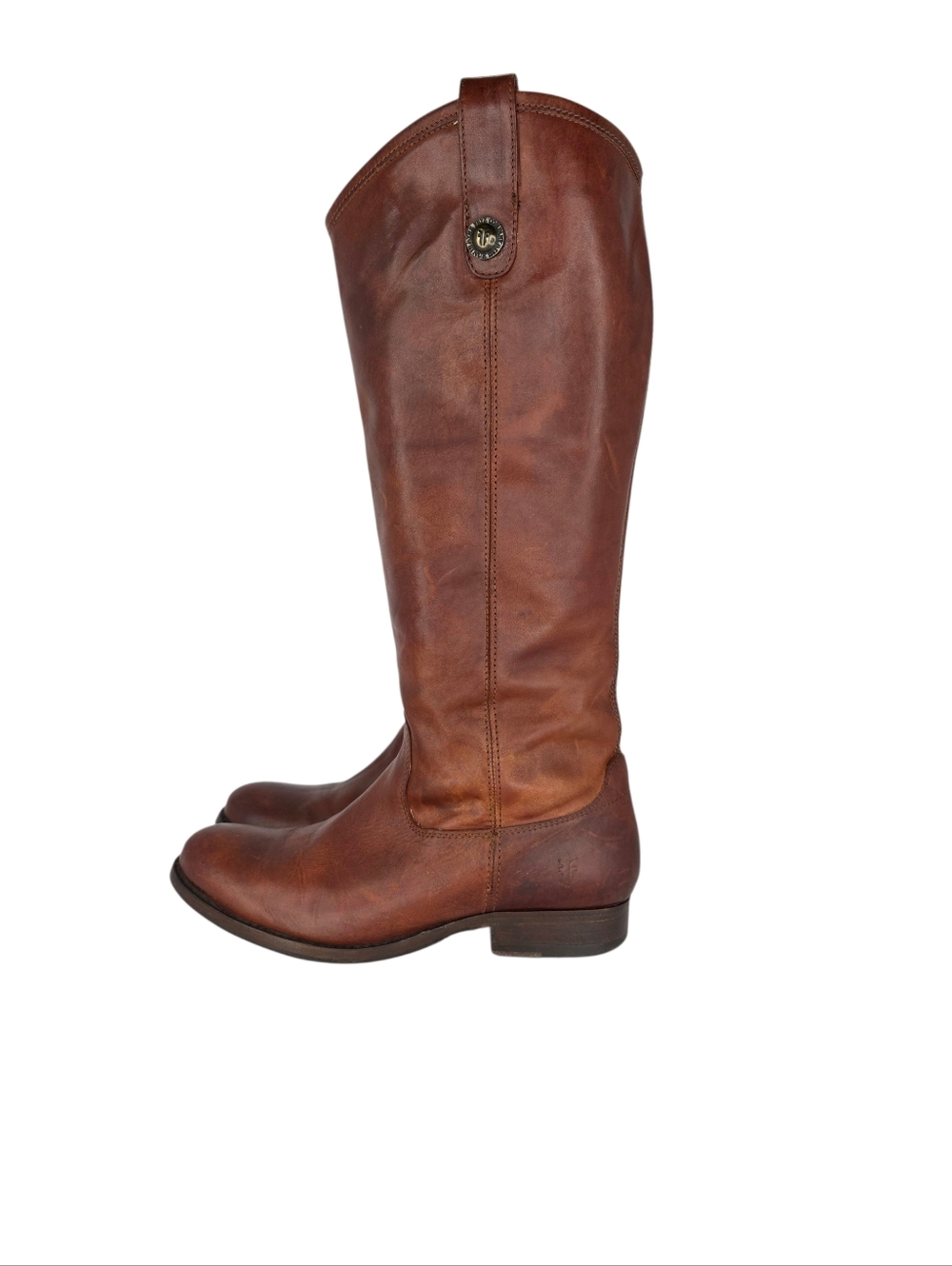 FRYE Melissa Button Tall Brown Cognac Leather Riding Boots 77167 Women's 7 B